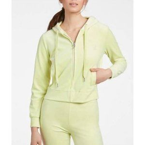 NEW JUICY COUTURE embellished velour classic hoodie in candy green